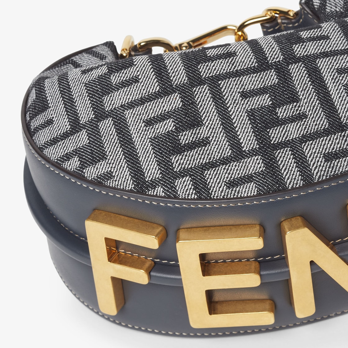 FENDI Fendigraphy Mini Dark blue denim-effect FF jacquard mini-bag - Image 2
